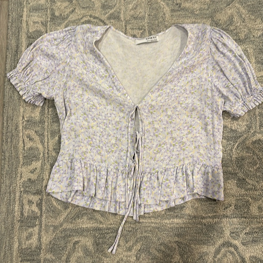 Lavender floral crop top